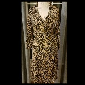 2/$30 Black & Tan Wrap Dress by SNAP Medium M